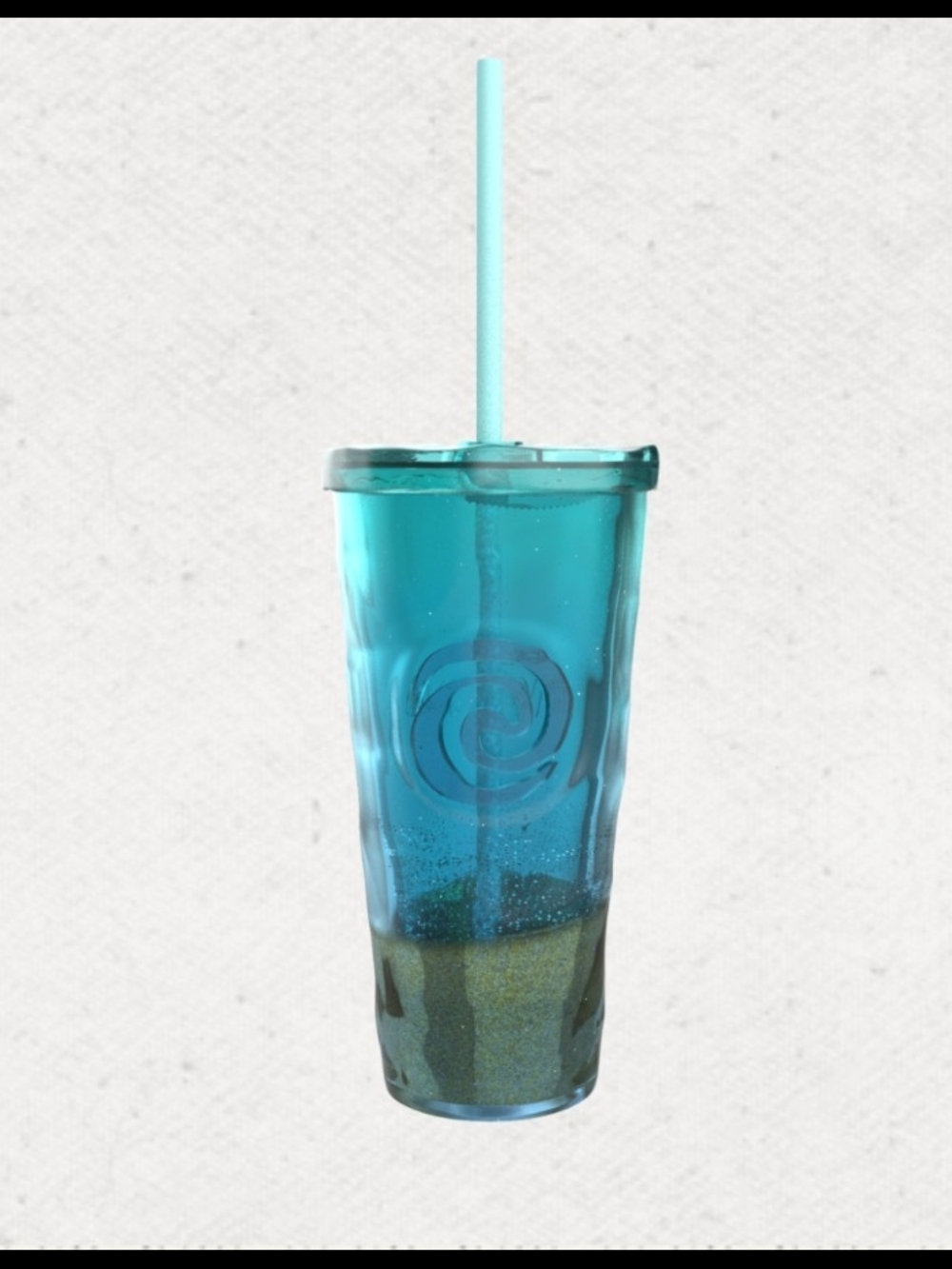 Disney Moana Live Action Movie Double Walled Glitter Cup w/ Lid & Straw